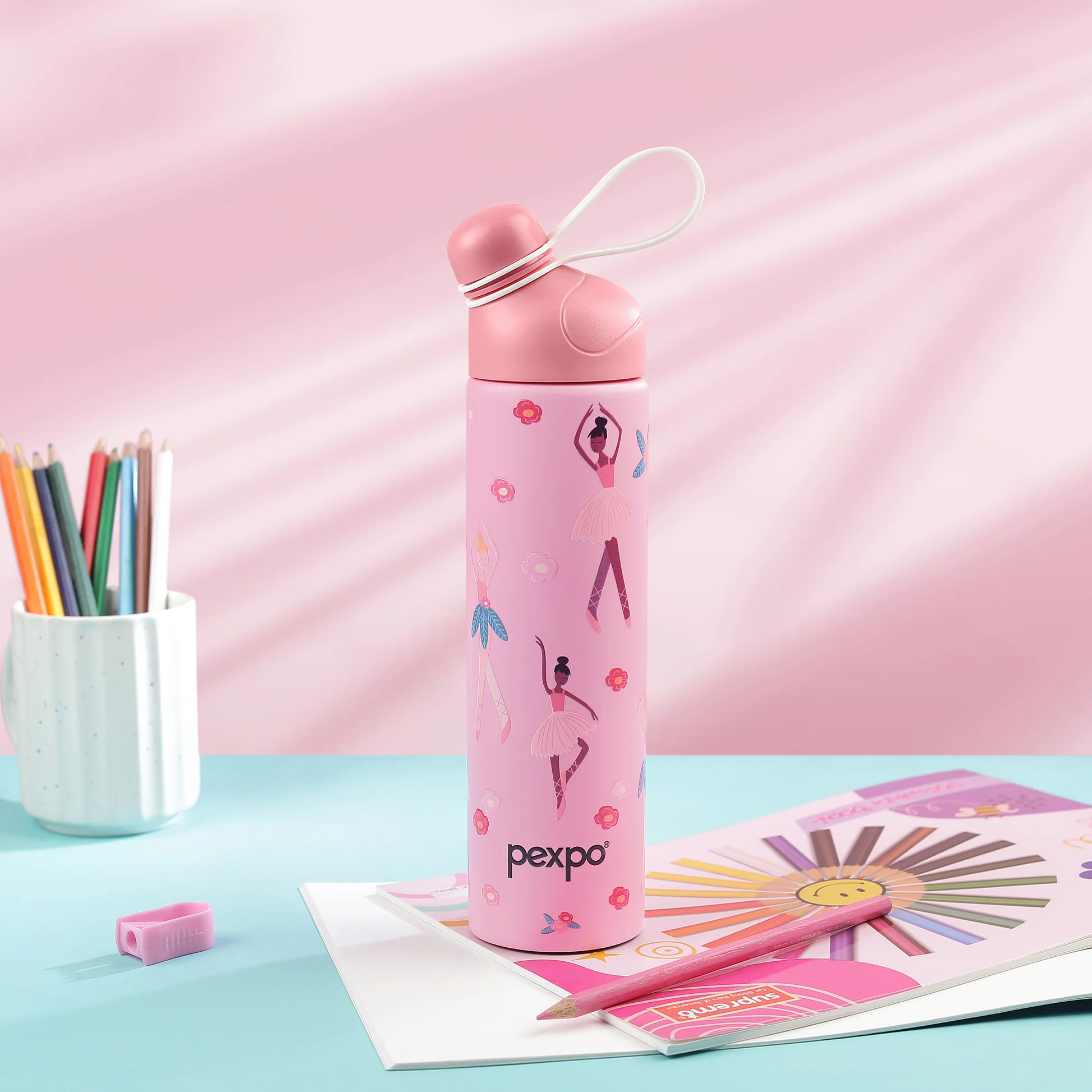 Pexpo Pico Art 500, Hot&cold Stainless Steel Kids Water Bottle Uv Printed, Thermosteel 470 Ml Flask